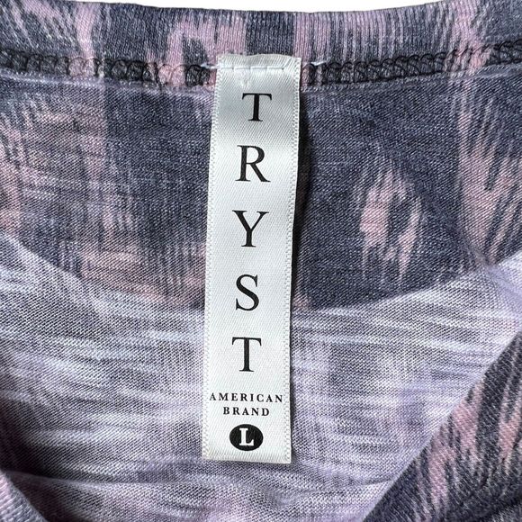 Tryst Shirt Womens Large Top Leopard Print Twist Hem Short Sleeve Round Neck L - Picture 7 of 10